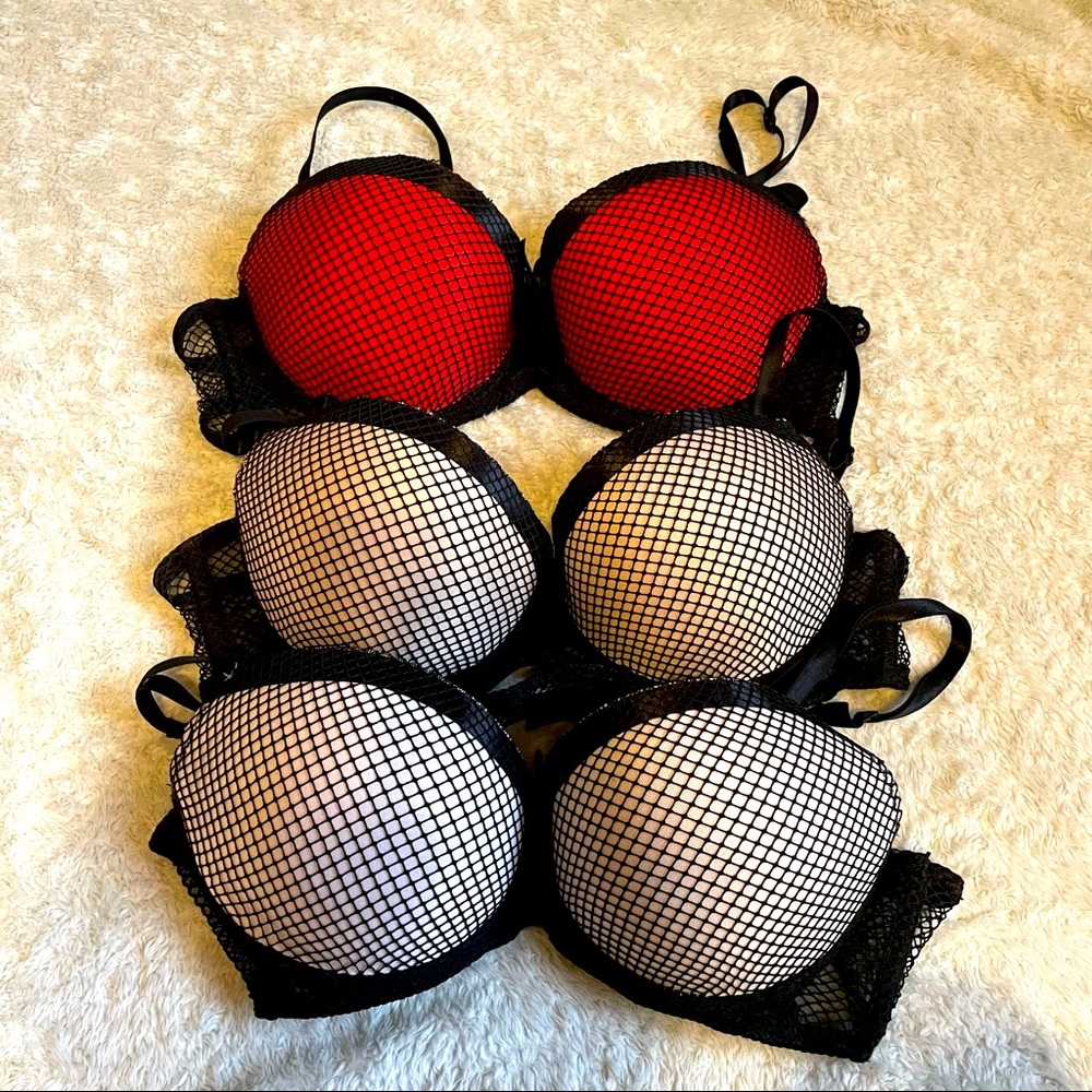 3 Fishnet Bras Size 34D